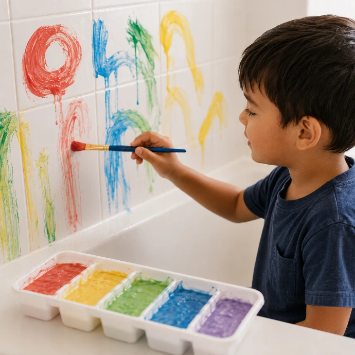 Little boy painting